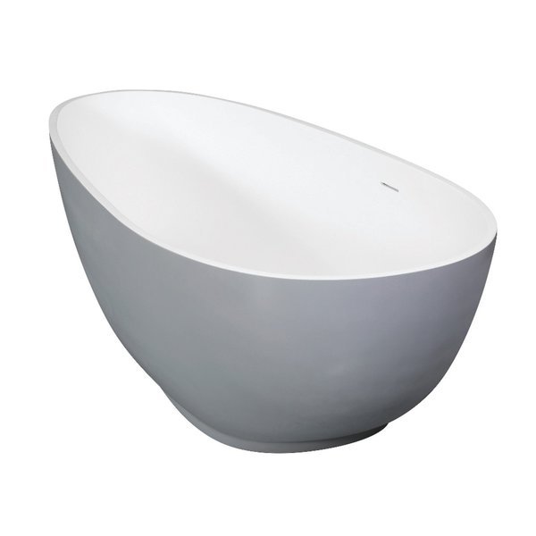 67.31 L, 32.31 W, Glossy White/Matte Gray, Solid Surface White Stone, Aqua Eden, Mfr#: VRTOV683321WG